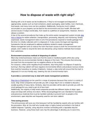 How to dispose of waste with right skip