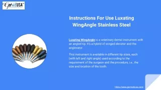 Instructions For Use Luxating WingAngle Stainless Steel