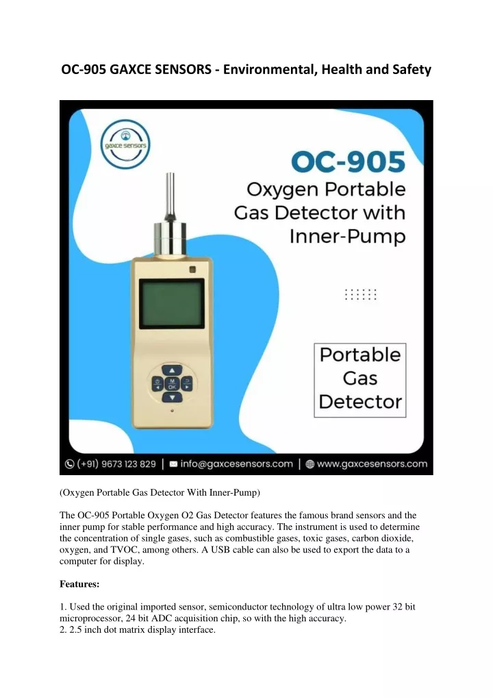 oc 905 gaxce sensors environmental health