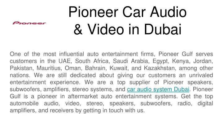 pioneer car audio video in dubai
