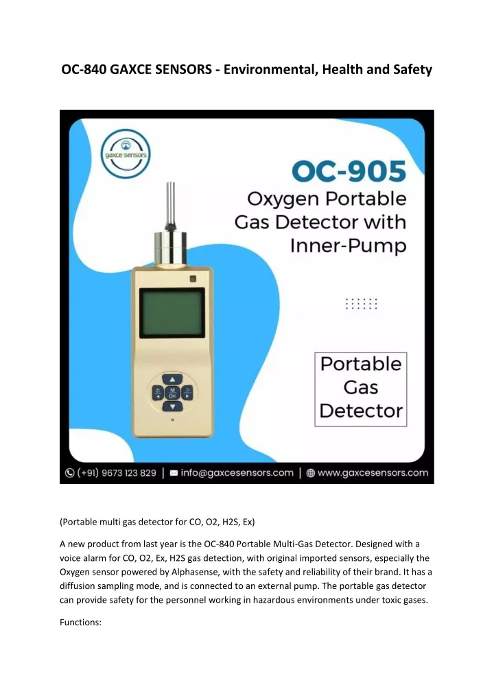 oc 840 gaxce sensors environmental health