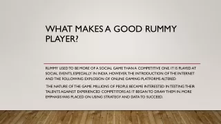 What makes a good rummy player