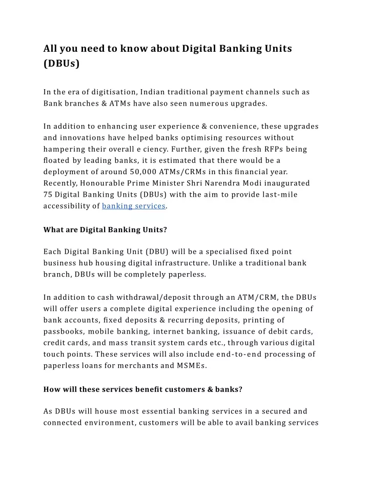 all you need to know about digital banking units