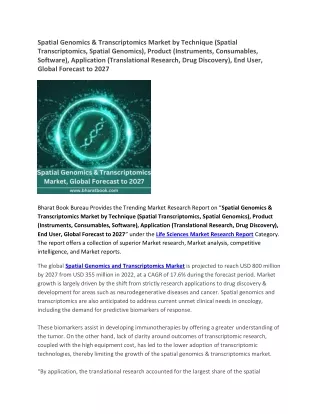 spatial genomics transcriptomics market