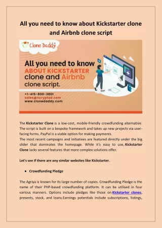 All you need to know about Kickstarter clone and Airbnb clone script