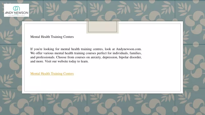 mental health training centers if you re looking