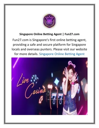 Singapore Online Betting Agent Fun27.com