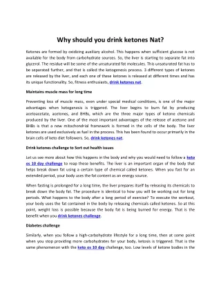 why should you drink ketones nat