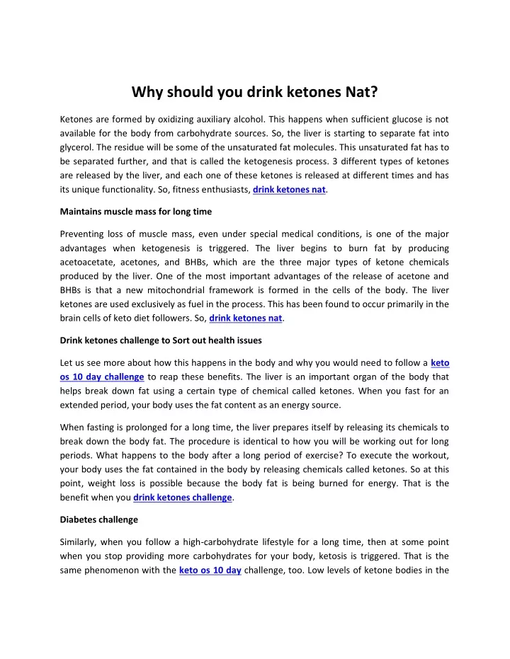 why should you drink ketones nat