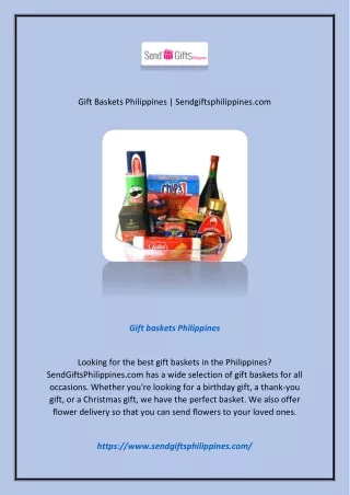 Gift Baskets Philippines | Sendgiftsphilippines.com