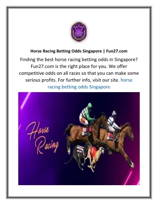 Horse Racing Betting Odds Singapore  Fun27.com