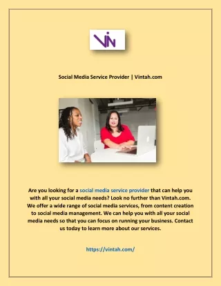 Social Media Service Provider | Vintah.com