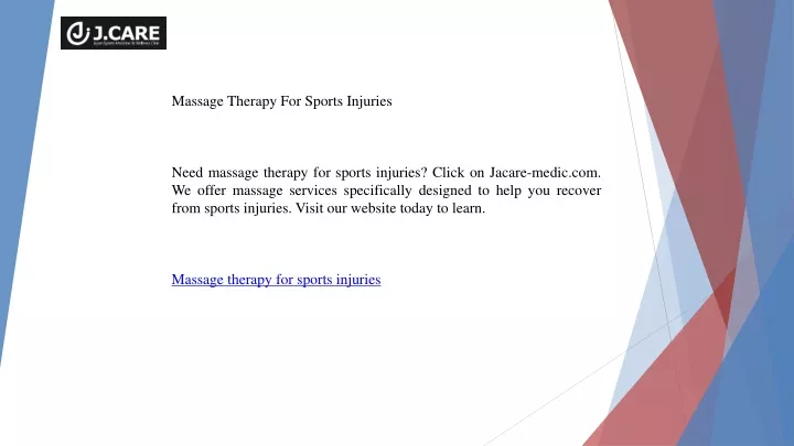 massage therapy for sports injuries need massage