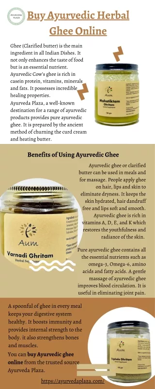 Buy Ayurvedic Herbal Ghee Online