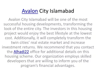 Avalon City Islamabad ALHADI22 PPT