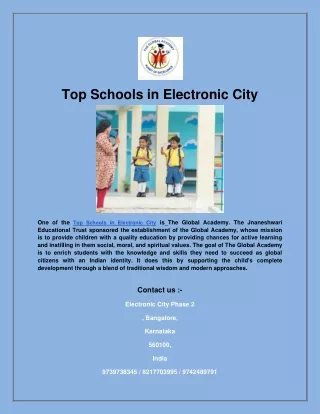 top schools in electronic city