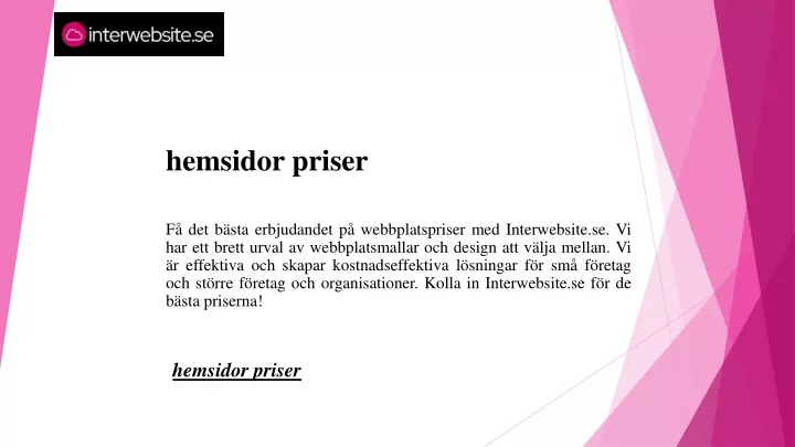 hemsidor priser