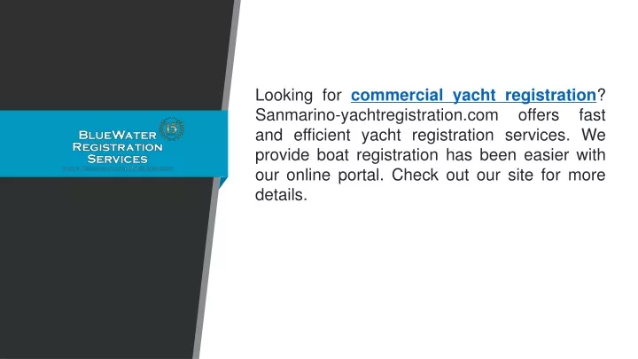 looking for commercial yacht registration