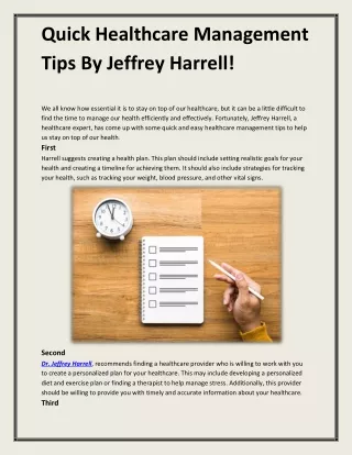 quick healthcare management tips by jeffrey