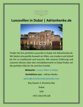 Luxusvillen in Dubai  Adrianhenke.de
