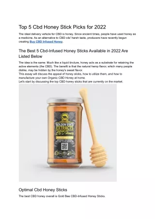 Top 5 Cbd Honey Stick Picks for 2022