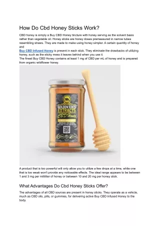 How Do Cbd Honey Sticks Work_