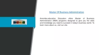 Master Of Business Administration | Amsmba.education
