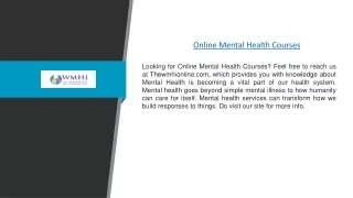Online Mental Health Courses | Thewmhionline.com