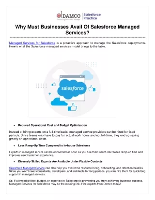 why must businesses avail of salesforce managed