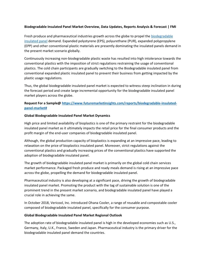 biodegradable insulated panel market overview