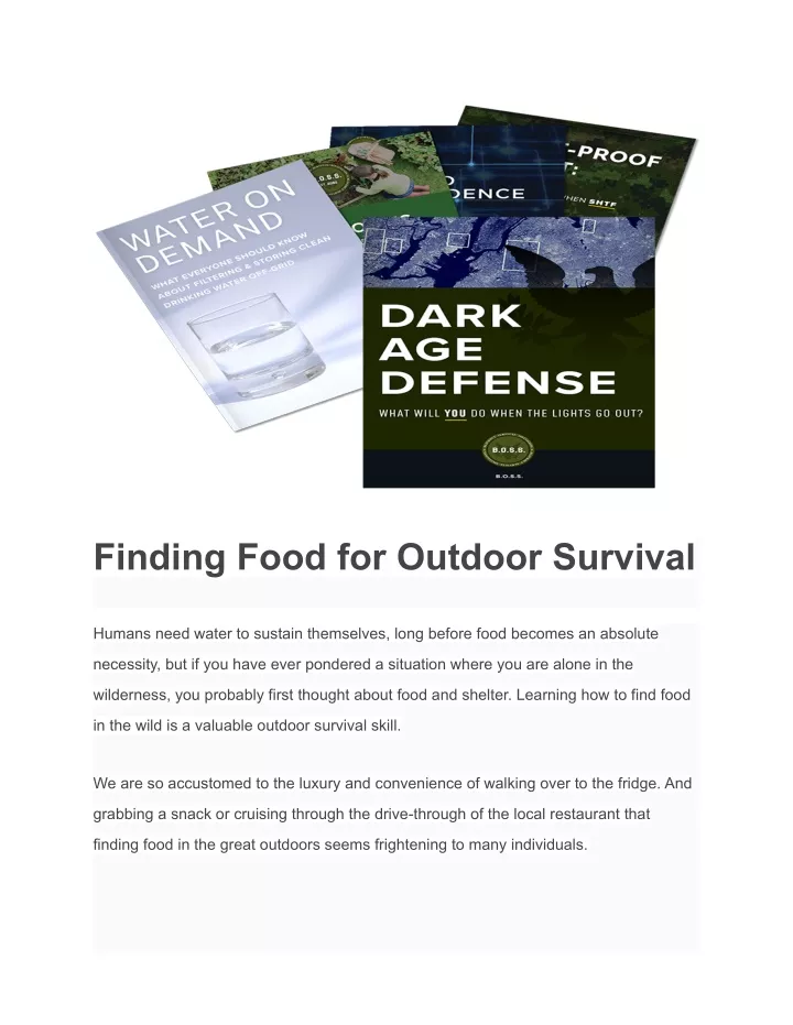 finding food for outdoor survival