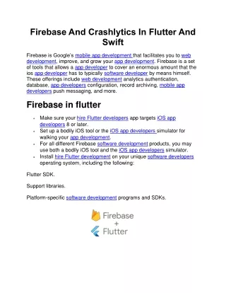 firebase and crashlytics in flutter and swift
