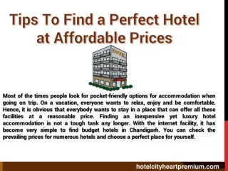 Tips to Find A Perfect Hotel at Affordable Price