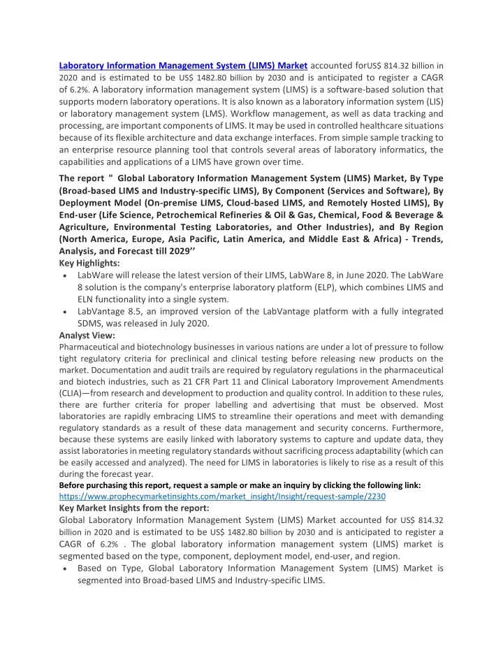 laboratory information management system lims