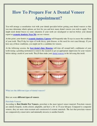How To Prepare For A Dental Veneer Appointment?