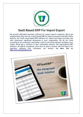 Saas based ERP for Import Export
