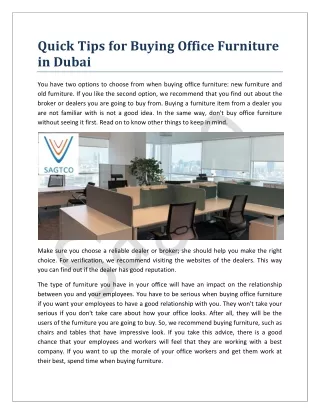 Quick Tips for Buying Office Furniture in Dubai