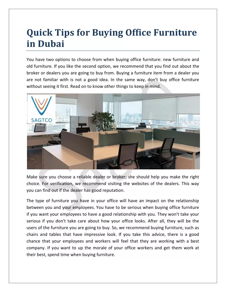 quick tips for buying office furniture in dubai