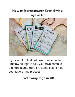 How to Manufacturer Kraft Swing Tags in UK