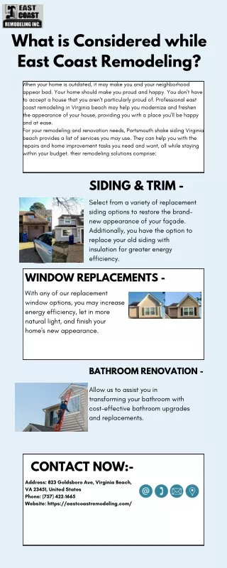 what is considered while east coast remodeling