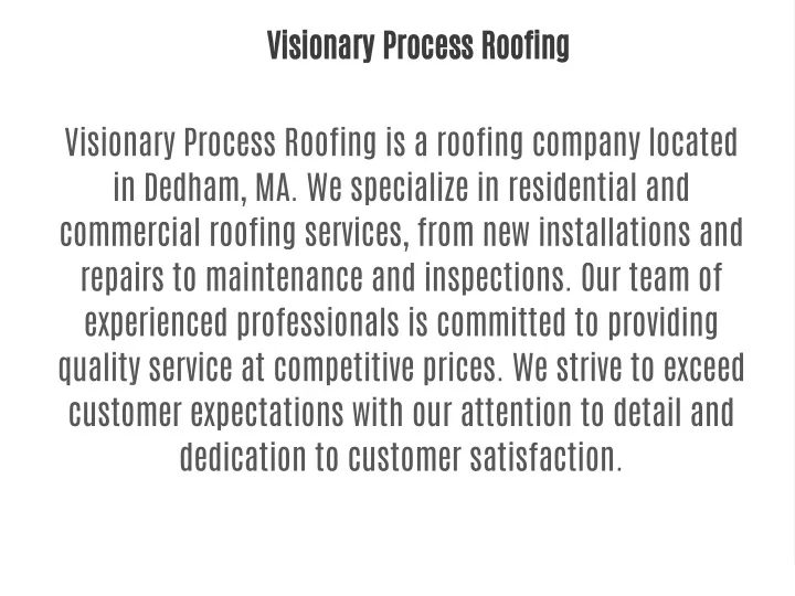 visionary process roofing