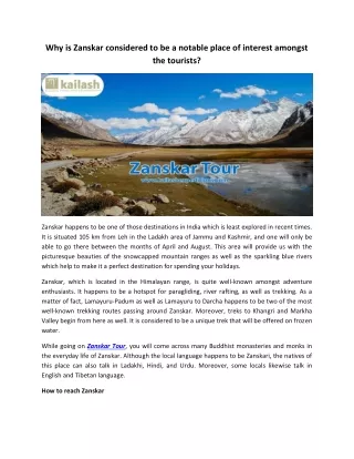 Zanskar Tour - Kailash Expeditions