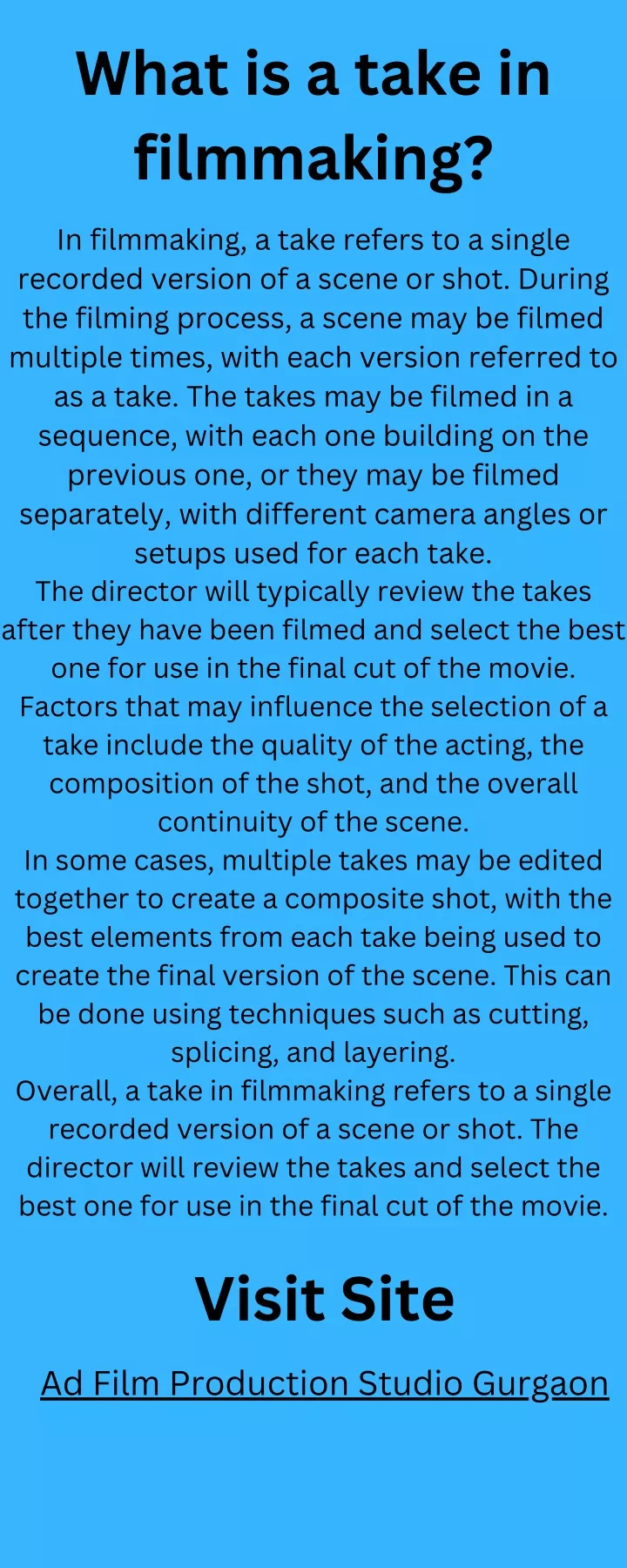 what is a take in filmmaking