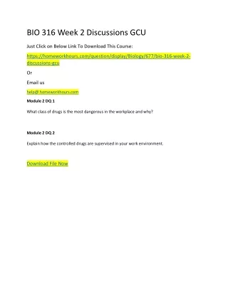 bio 316 week 2 discussions gcu
