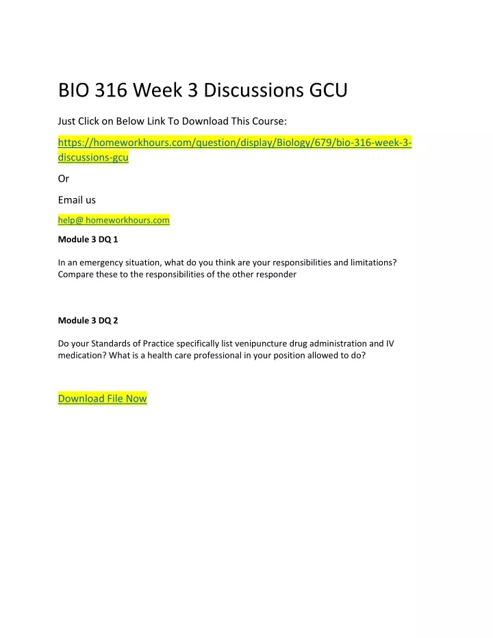 bio 316 week 3 discussions gcu