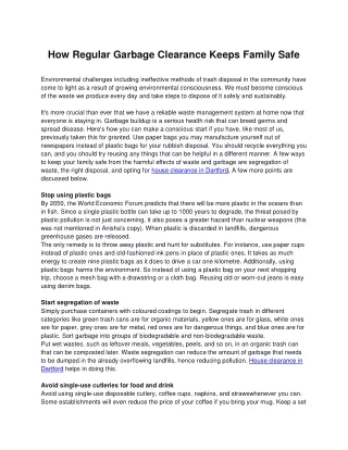 How Regular Garbage Clearance Keeps Family Safe