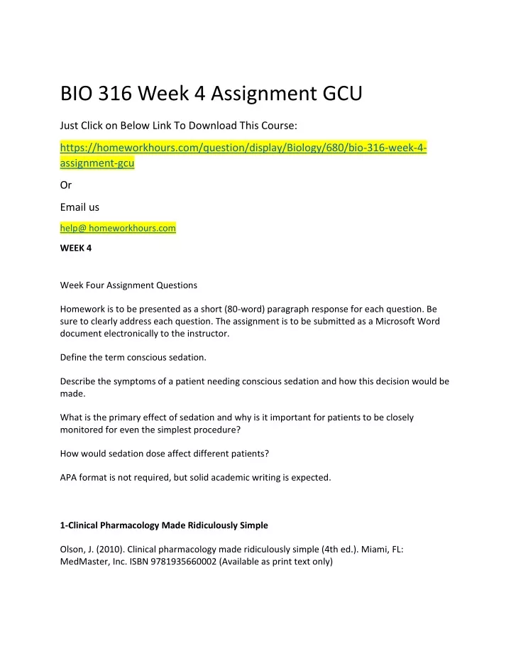 bio 316 week 4 assignment gcu