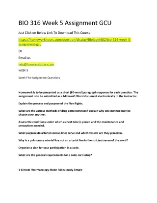 bio 316 week 5 assignment gcu
