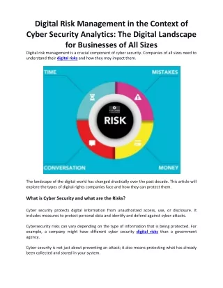 Digital Risk Management in the Context of Cyber Security Analytics