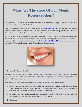 What Are The Steps Of Full Mouth Reconstruction?